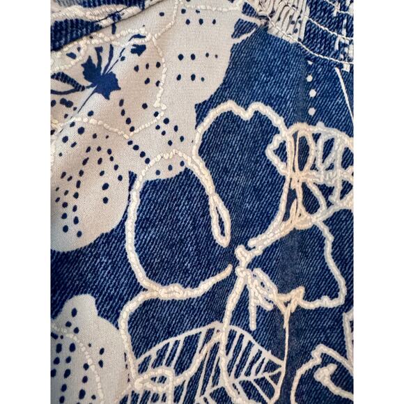 SJS Blue White Floral Sleeveless Stretch Blouse - 1X - Picture 4 of 7